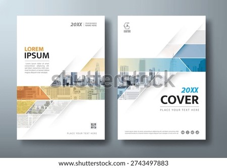 Blue and Orange Annual report brochure flyer design template vector, Leaflet presentation, book cover.