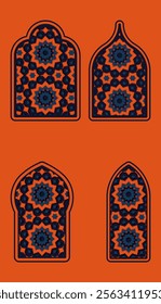 blue and orange arabic style pattern door