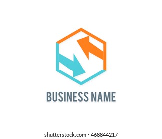 blue and orange arrow logo