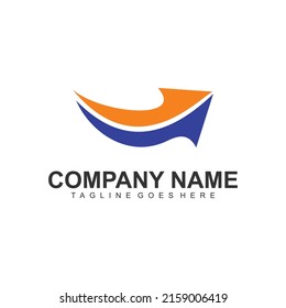 Plantilla vectorial del logotipo de la flecha azul naranja.