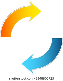 Blue and orange arrows. Design for air conditioner. Heating and cooling symbol