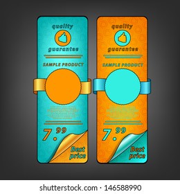 blue orange  banner design vector web price message element set template background 