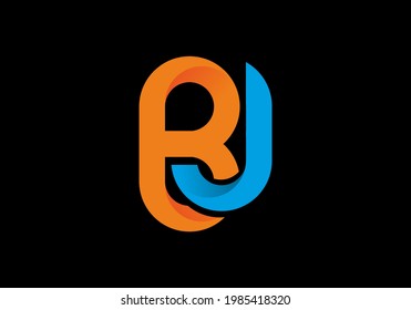 Blue orange of BJ initial letter design