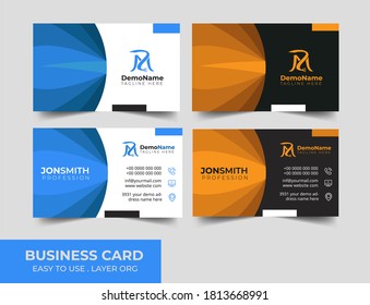 Blue and orange and black  Color Scheme with abstract Background Business Card Design Template. Can be adapt to Brochure, Annual Report, Magazine,Poster, Corporate Presentation, Portfolio, Flyer,