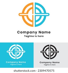 Blue, orange  black geometric connected circle logo	
