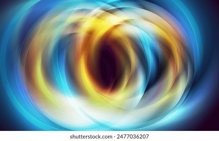 Blue and orange bright glowing glossy circles abstract background. Vector futuristic tech design