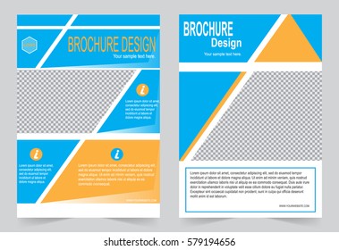 Blue and Orange Brochure template flyer design, abstract template for annual report, magazine, poster