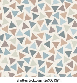 blue, orange, brown triangles on beige seamless pattern