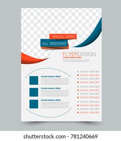 Blue and orange business flyer. a4 pribtable poster. Vector illustration.