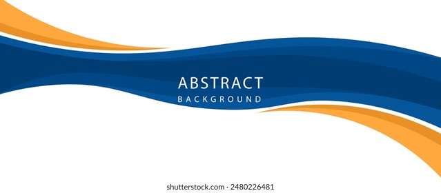 Blue and orange business wave banner background. vector