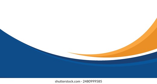 Blue and orange business wave banner background.