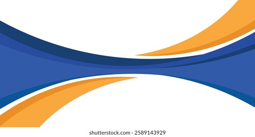 Blue and orange business wave banner background.