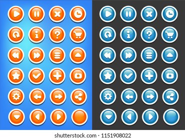 Blue Orange Buttons Game Ui kit
