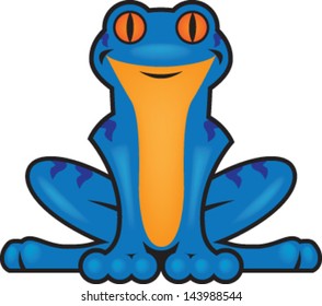 Blue and Orange Cartoon Frog Vector Illustration