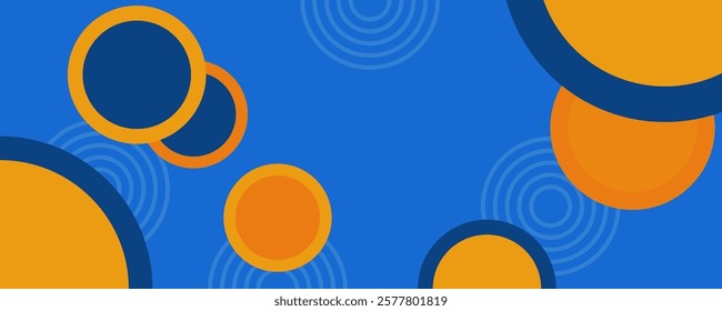 Blue And Orange Circle Banner Background Vector Creative Design. Can Be Used For Design Brochure, Website, Template Corporate, Advertising, Business Presentation