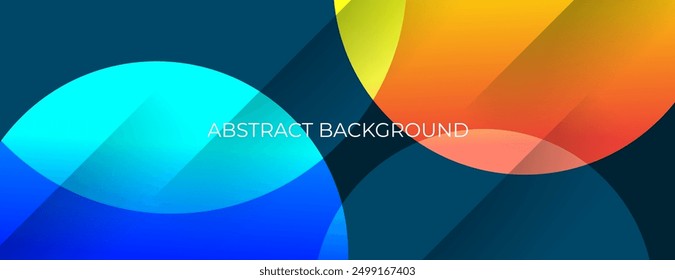 blue orange circles banner background with diagonal lines