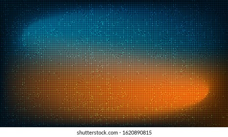 Blue and Orange Circuit Microchip Technology on Future Background,Hi-tech Digital and Communication Concept design,Free Space For text in put,Vector illustration.