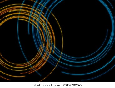 Blauorangefarbene Rundlinien abstrakter futuristischer Hintergrund. Vektordesign
