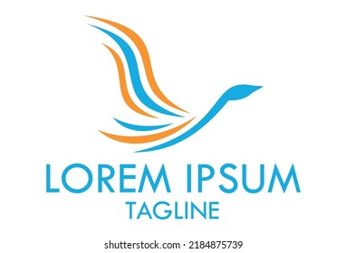 Blue and Orange Color Abstract Animal Swan Logo Design