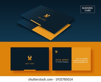 Blue And Orange Color Business Card Templates With Double-Sides.