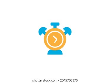 Icono De Reloj Plano De Color Azul Y Naranja En Vector