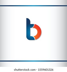 Blue and orange color initial letters based TB or BT logo. Logo design template