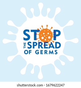 A blue and orange color sign for atop the spread of Germs campaign 