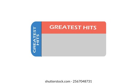 Blue and orange color ticket with word greatest hits and white copy space 