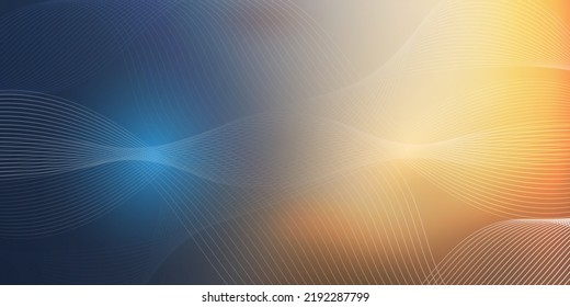 Curva azul y naranja, líneas onduladas - Diseño de fondo de degradado geométrico 3D futurista de generación digital, arte generativo, plantilla en formato vectorial editable
