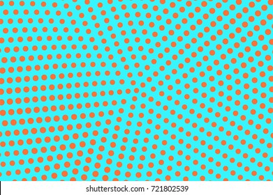 Blue and orange dotted halftone vector background. Vivid halftone banner template. Vintage dotted pattern. Abstract dotted backdrop. Pop art design. Grungy halftone texture. Blue design background.