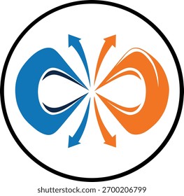 Blue and Orange Dynamic Flow Symbol