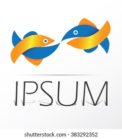 Blue - orange fish, vector logo design, abstract icon.