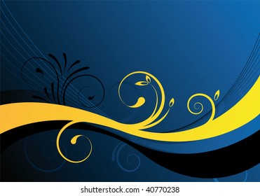 blue and orange floral background for design