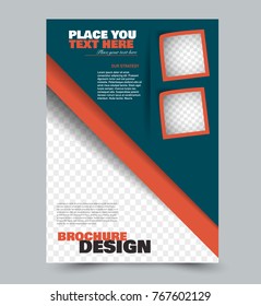 Blue and orange flyer design. Abstract brochure or annual report template. Vector illustration. 