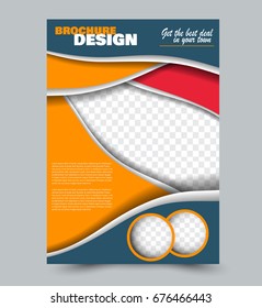 Blue and orange flyer vector design template. Business brochure. Annual report or magazine cover. 