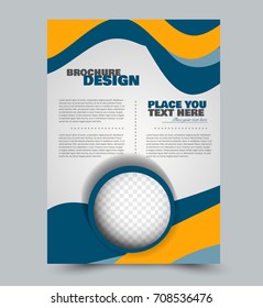 Blue and orange flyer vector design template set. Business brochure. Annual report or magazine cover. 