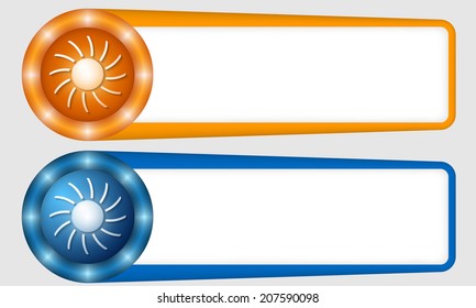 blue and orange frames for any text with sun