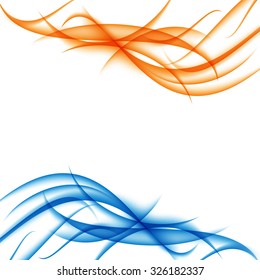 Blue and orange funky waves abstract background. Vector illustration