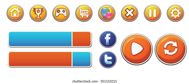 Blue and Orange Game Buttons