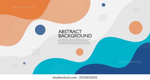 Blue and orange geometric business banner design. Creative banner design with wave shapes and lines for template. Simple design on white horizontal banner. Eps10 vector