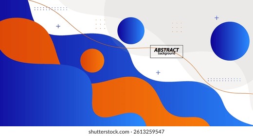 Blue and orange geometric business banner design. Creative banner design with wave and line shape as template. Simple design on white horizontal banner. Vector Eps10