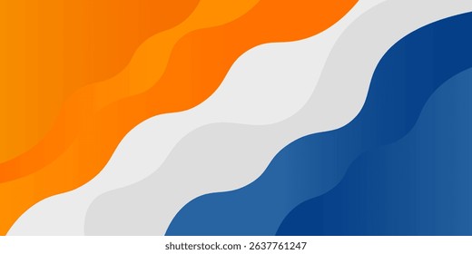 Blue and orange geometric business banner design. Creative banner design with wave shapes and lines for template. Simple design on white horizontal banner. Eps10 vector