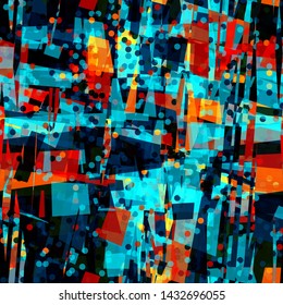 Blue and orange geometric seamless texture. Abstract vector background for web page, banners backdrop, fabric, home decor, wrapping