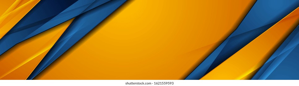 Blue and orange glossy corporate abstract banner design. Modern geometric background. Vector illustration