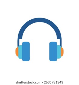 Blue and orange headphones illustration isolated on White Background