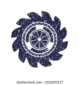Icono de naranja azul dentro de la estampilla de grunge de socorro. 