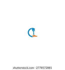 A blue and orange illustration of a duck's head in profile, vector graphic element.