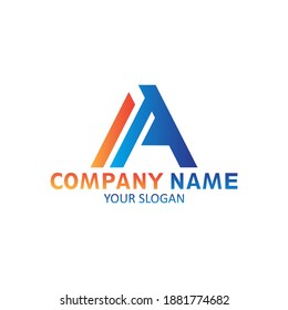 letras iniciales azules y anaranjadas Diseño del logotipo A. diseño de logotipo plano. logotipo para la empresa.
