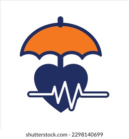 icono plano de seguro azul y naranja