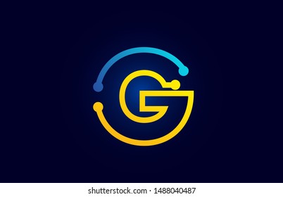 blue and orange letter G alphabet logo icon design suitable as a logotype for a technology company or business